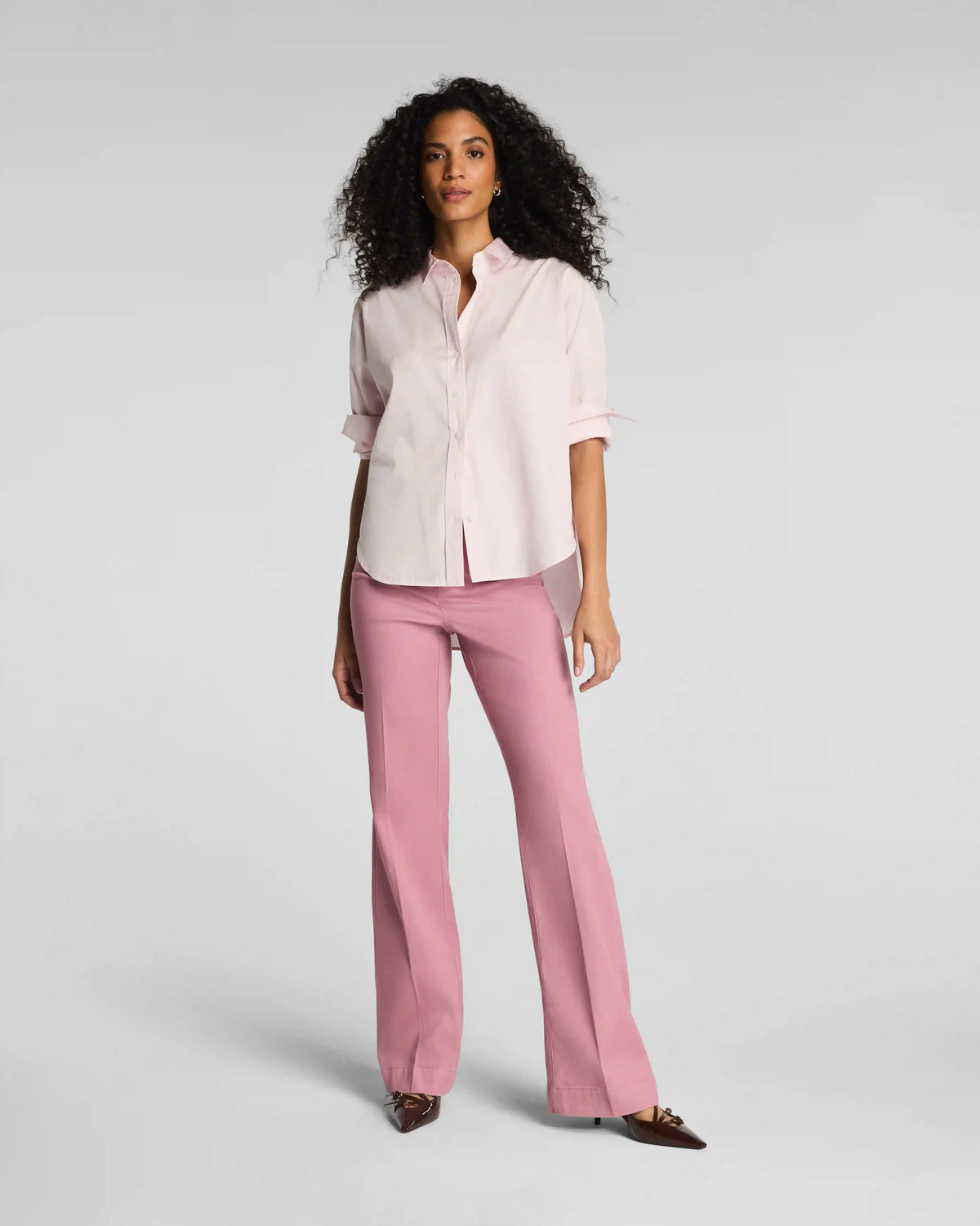 SPANX® Poplin Oversized Button-Up Shirt | Powder Blush
