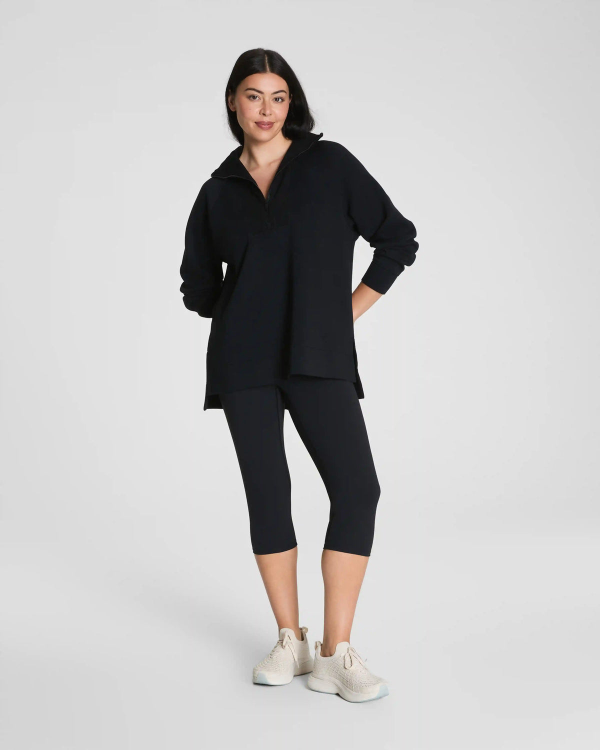 SPANX AirEssentials® Brushed Half Zip Tunic | Very Black