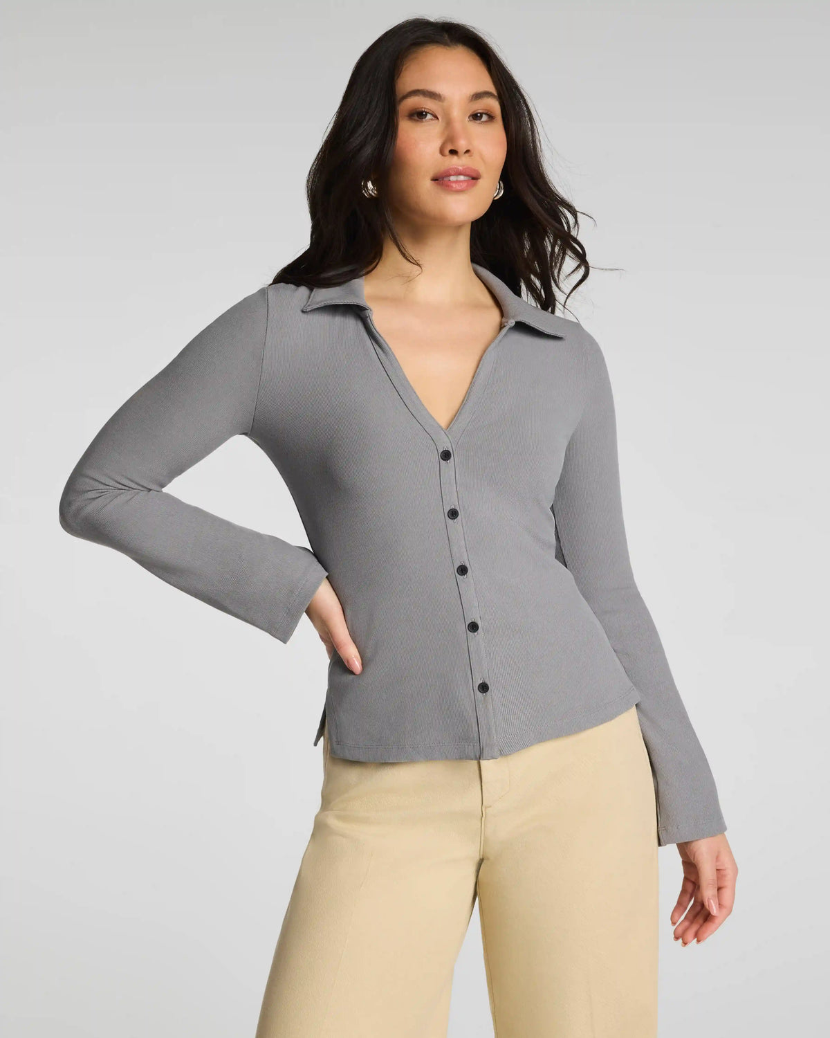 SPANX® Ribbed Knit Button Down