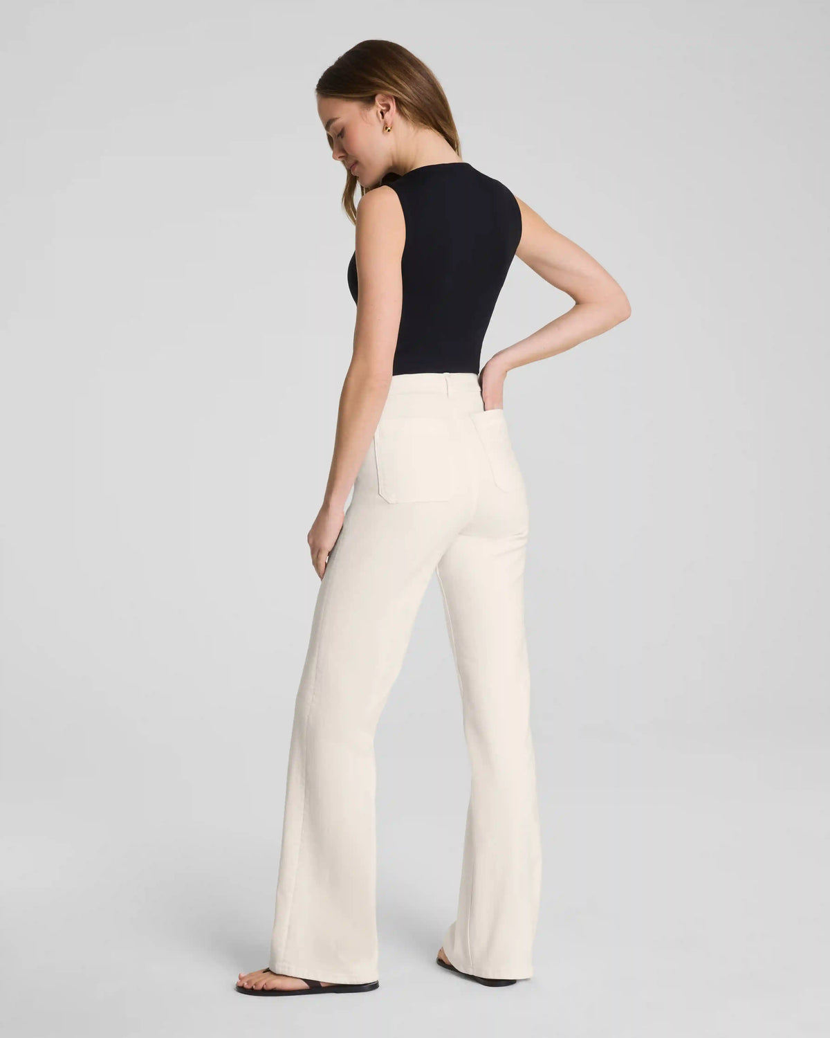 SPANXshape® Authentic 360 Easy Flare Jeans with Patch Pockets | Alabaster