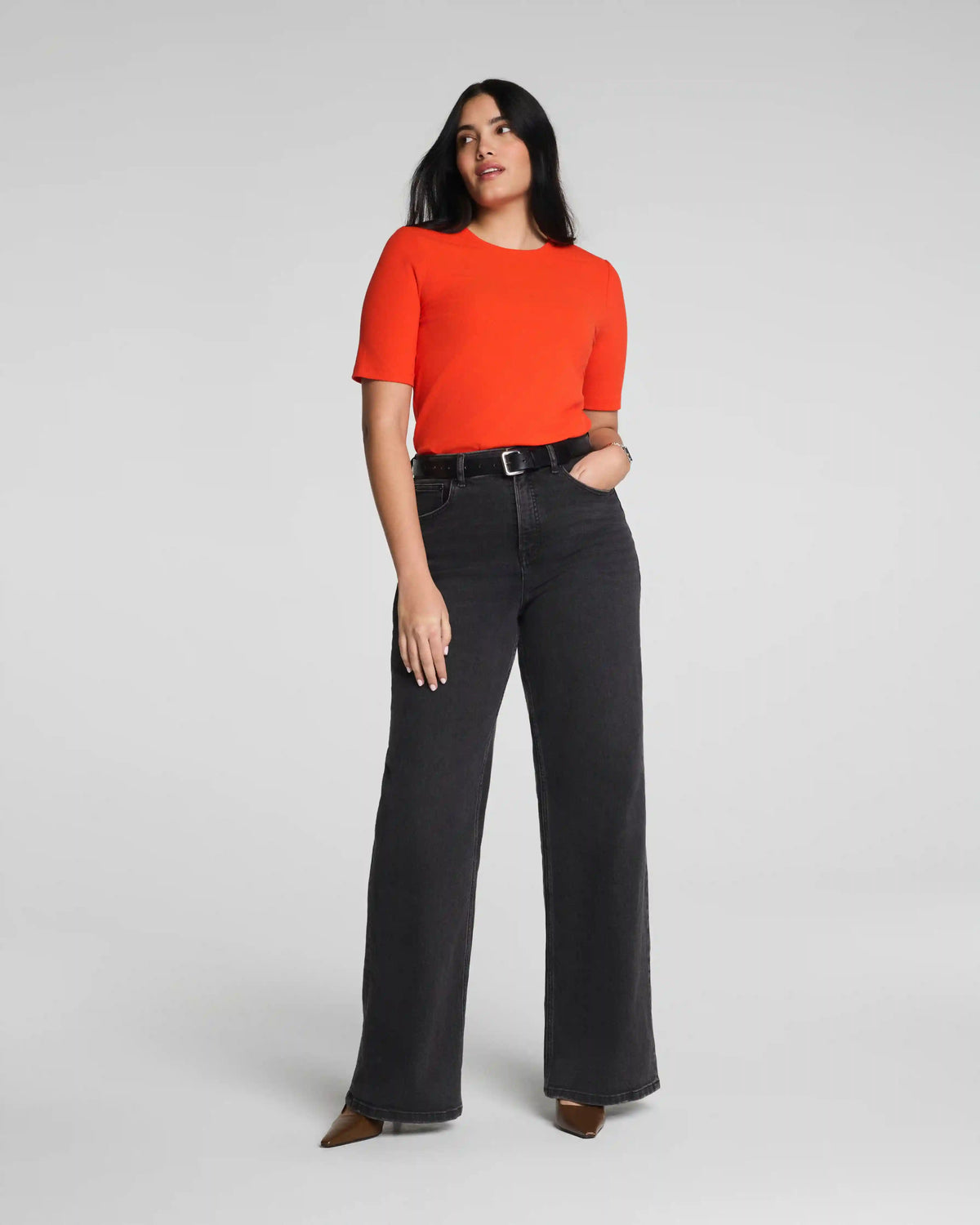 SPANX® Ribbed Knit Crewneck Tee | Poppy