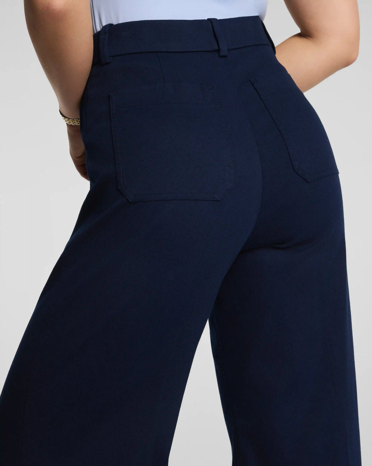 SPANXsupersmooth® Stretch Twill Wide Leg Pant with Patch Pockets | Timeless Navy