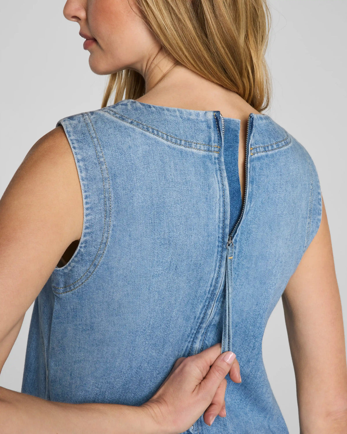 SPANX® Lightweight Denim Mini Tank Dress | Seaside Blue