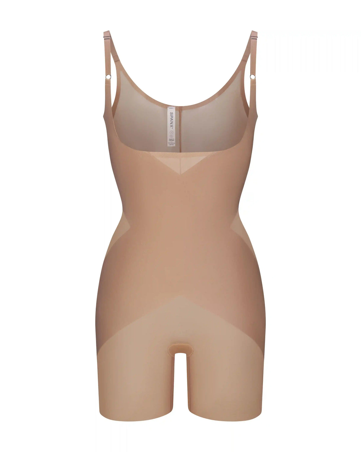 SPANXshape® Satin-X™ Open-Bust Mid-Thigh Bodysuit | Cafe Au Lait