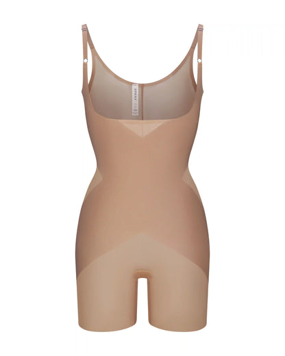 SPANXshape® Satin-X™ Open-Bust Mid-Thigh Bodysuit | Cafe Au Lait