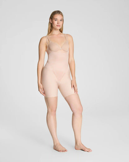 SPANXsupersculpt® Transform Open-Bust Mid-Thigh Bodysuit | Champagne Beige