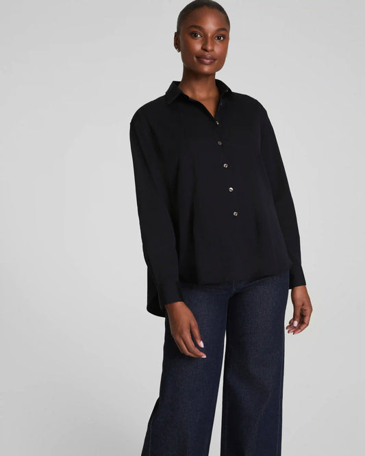 SPANX® Poplin Oversized Button-Up Shirt | Classic Black