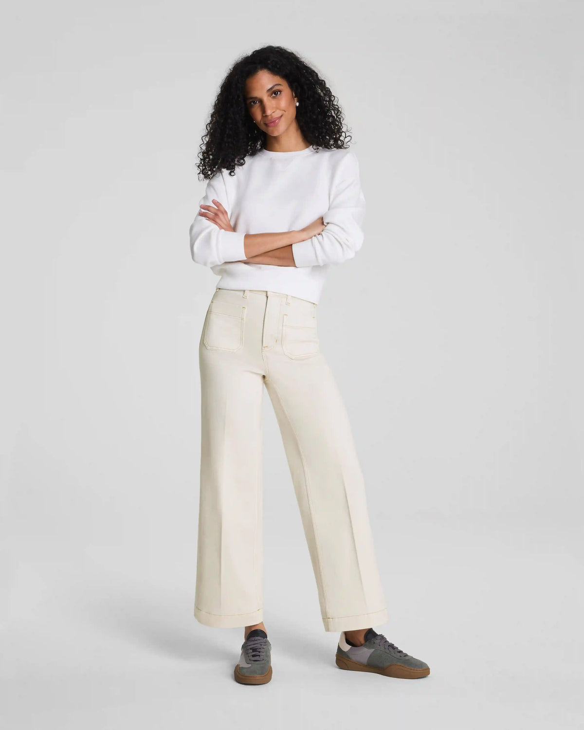 SPANXshape® Authentic 360 Cropped Wide Leg Jeans with Patch Pockets