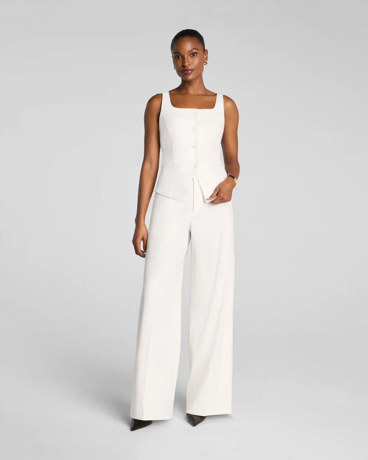 SPANX® EasyBreezy Cotton Linen Button-Down Vest | Ivory
