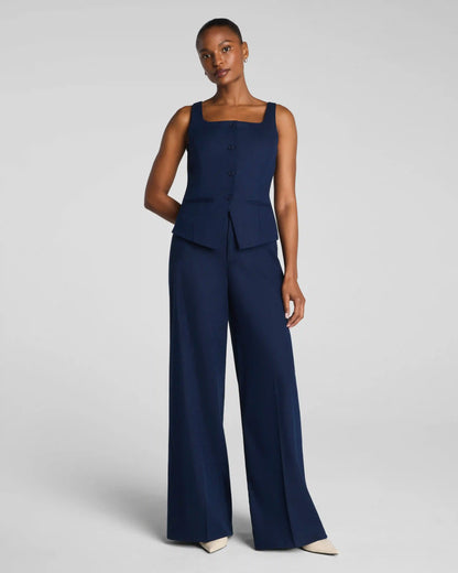 SPANX® EasyBreezy Cotton Linen Button-Down Vest | Timeless Navy