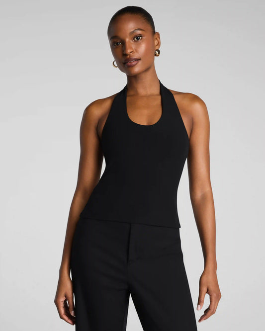 SPANX® Ribbed Knit Halter Tank | Classic Black
