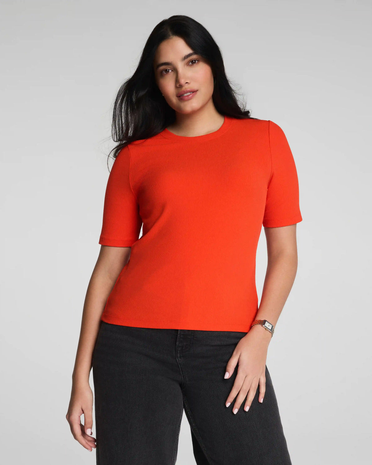 SPANX® Ribbed Knit Crewneck Tee | Poppy