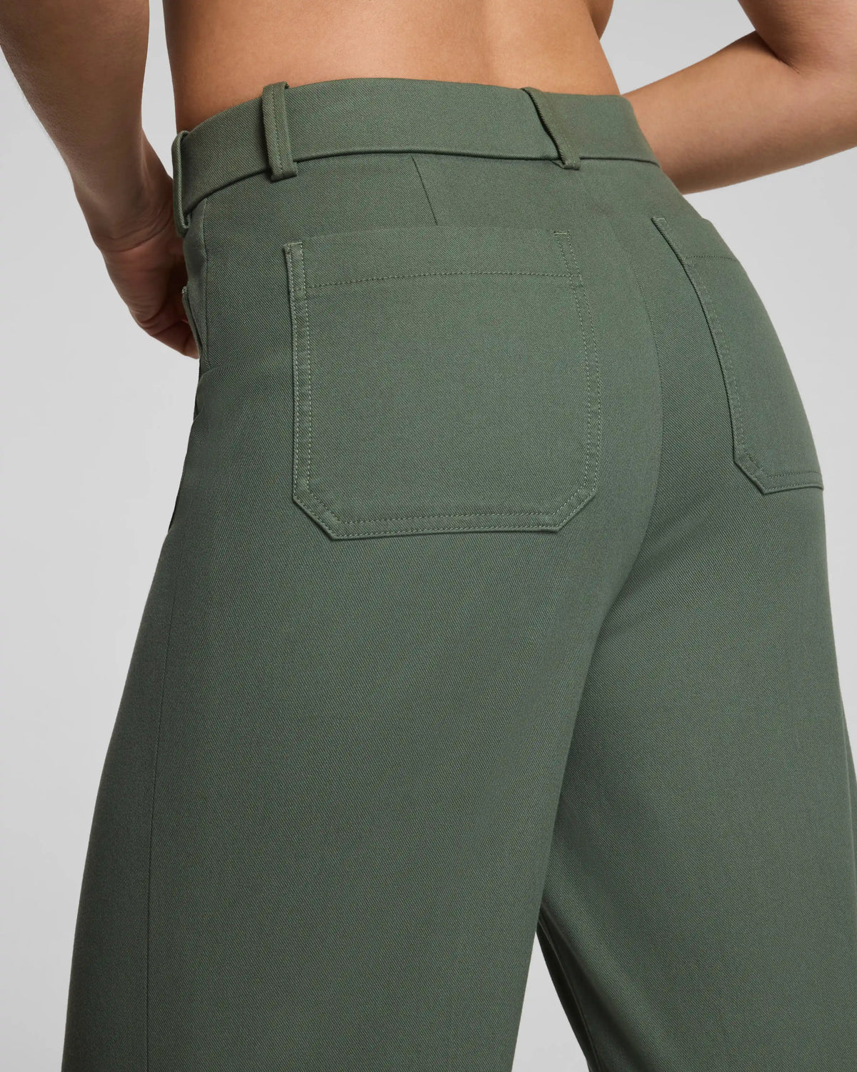 SPANXsupersmooth® Stretch Twill Wide Leg Pant with Patch Pockets | Eucalyptus