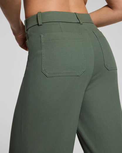 SPANXsupersmooth® Stretch Twill Wide Leg Pant with Patch Pockets | Eucalyptus