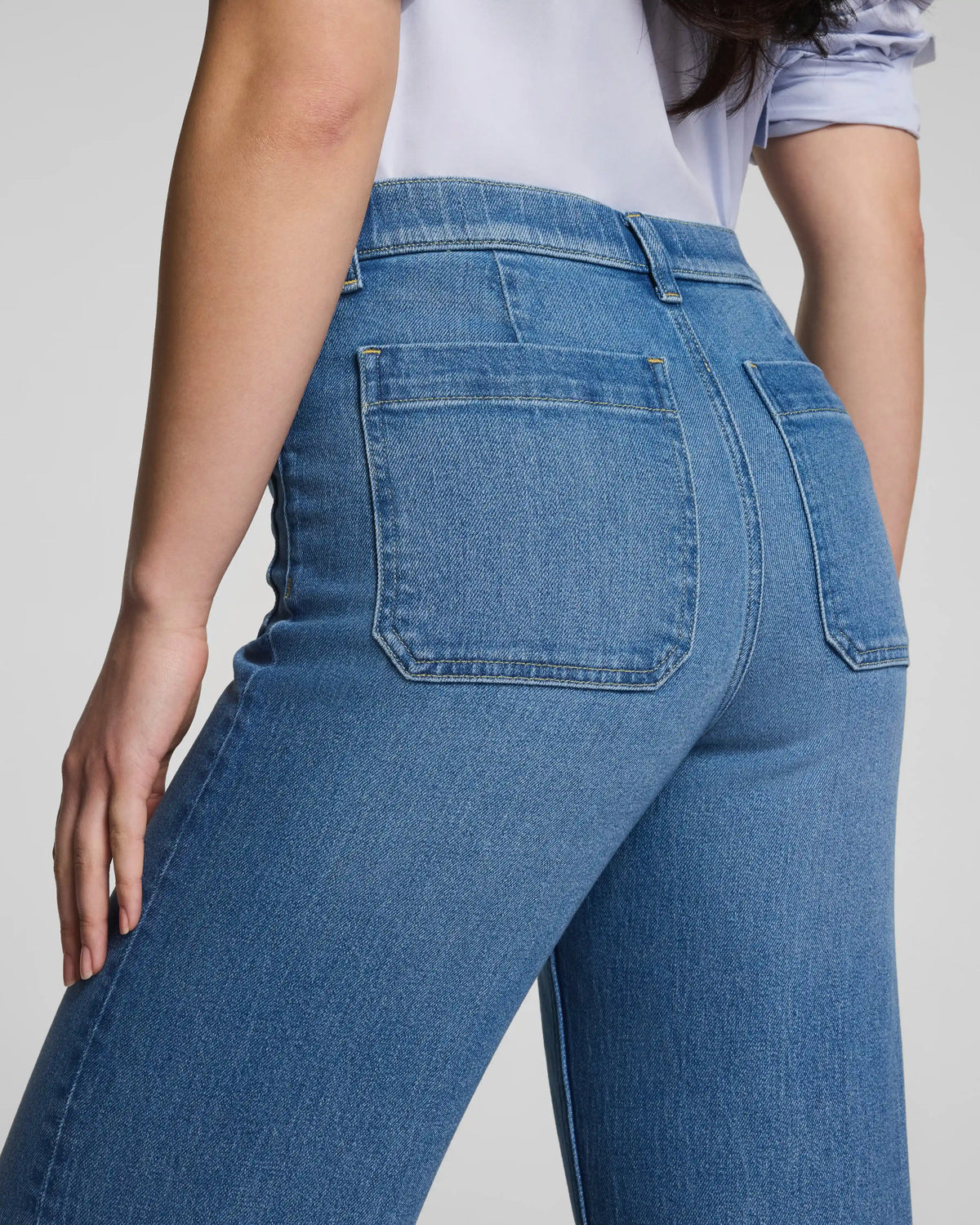 SPANXshape® Authentic 360 Mid-Rise Easy Flare Jeans with Patch Pockets | Elysian
