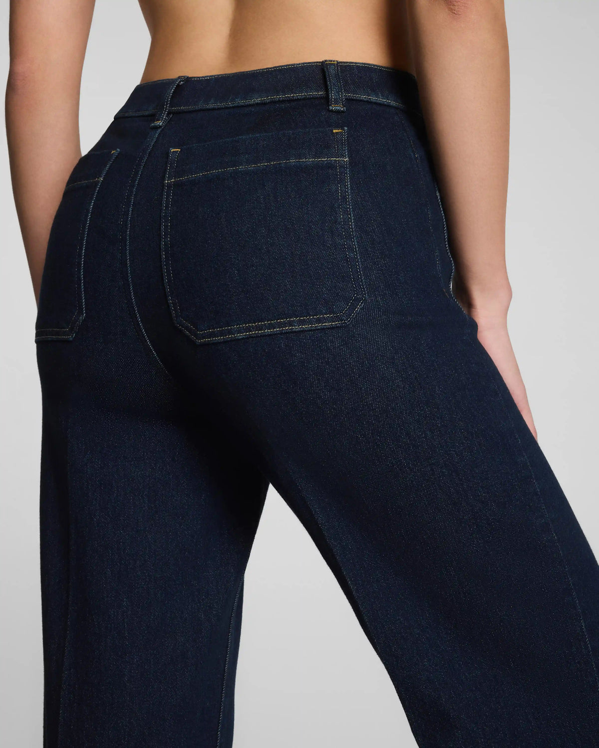 SPANXshape® Authentic 360 Mid-Rise Easy Flare Jeans with Patch Pockets | Marina