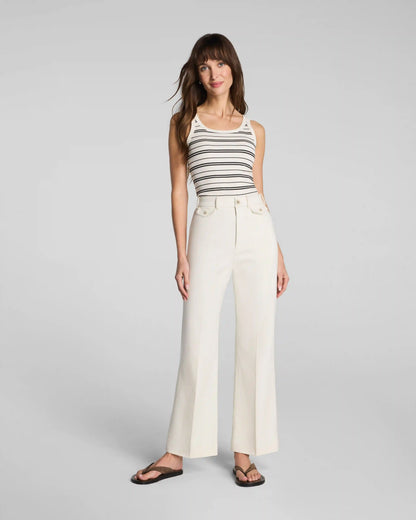 SPANX® Ribbed Knit Scoop Neck Tank | Linen/Classic Black Stripe
