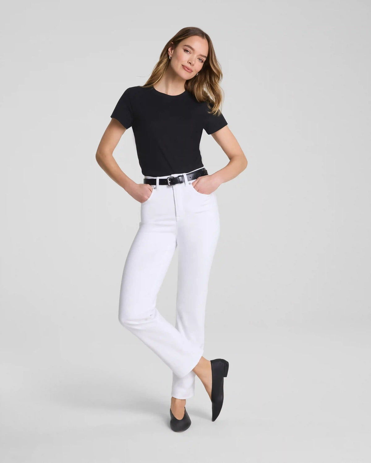 karla welch for SPANX® Cropped 70s Tee | Classic Black
