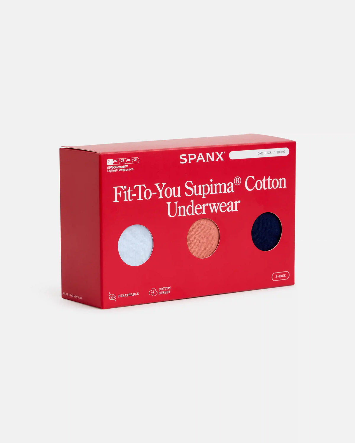 SPANXsmooth® Fit-To-You Supima® Cotton Thong 3-Pack Box | Summit/Clay/Timeless Navy
