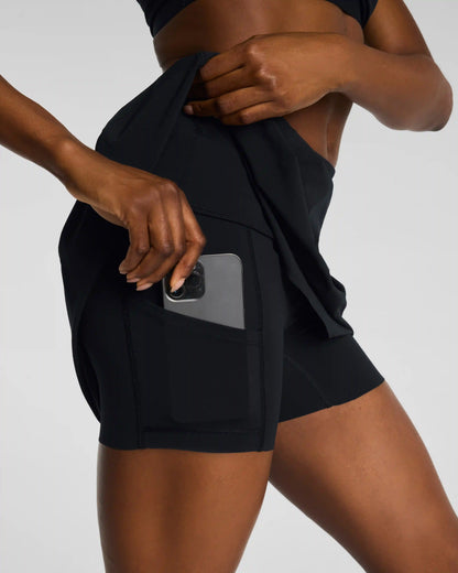 SPANXshape® BoostUp Pleated Skort, 16" | Very Black
